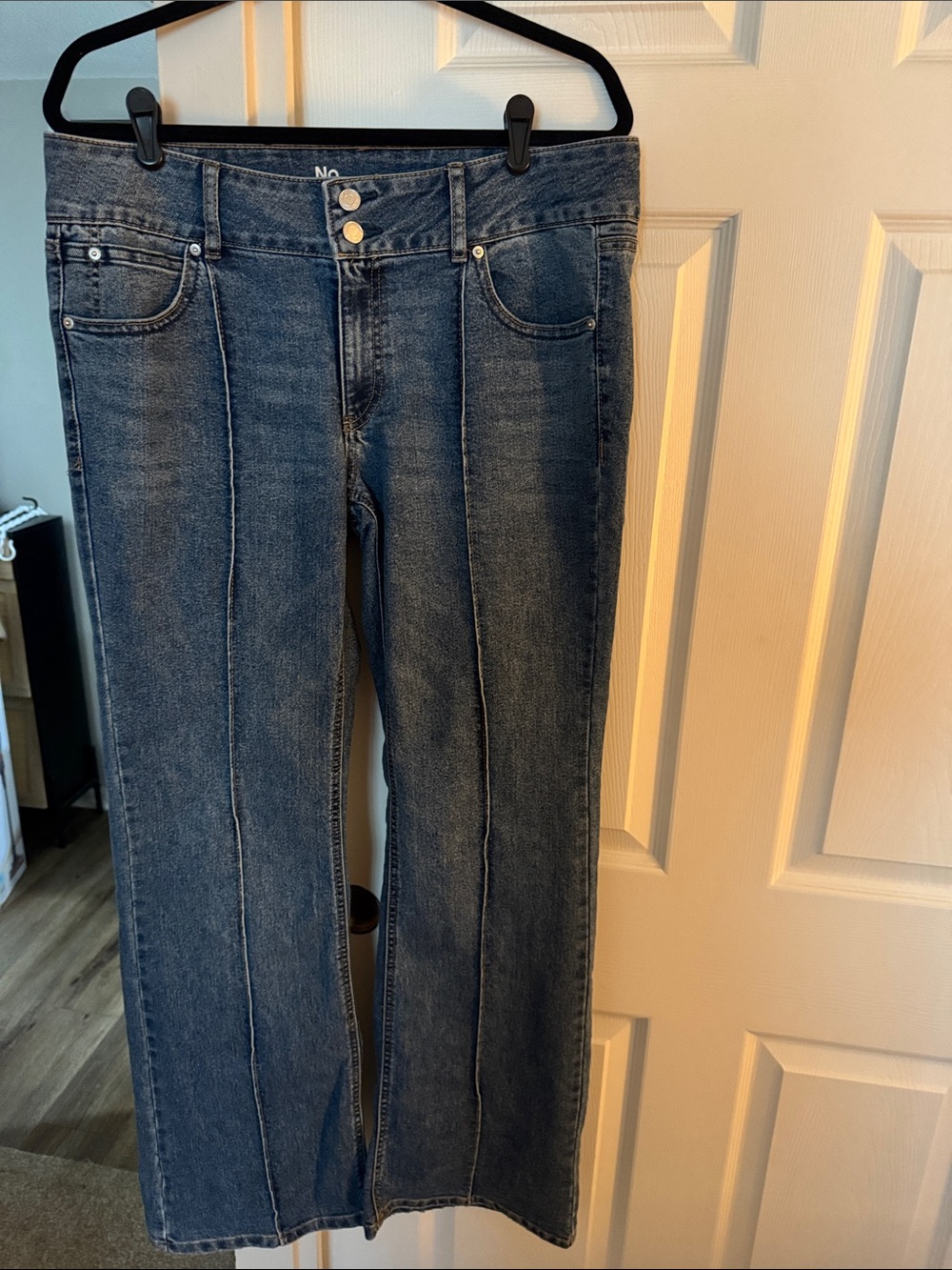 No Boundaries Dark Blue Bootcut Jeans with Front Seams